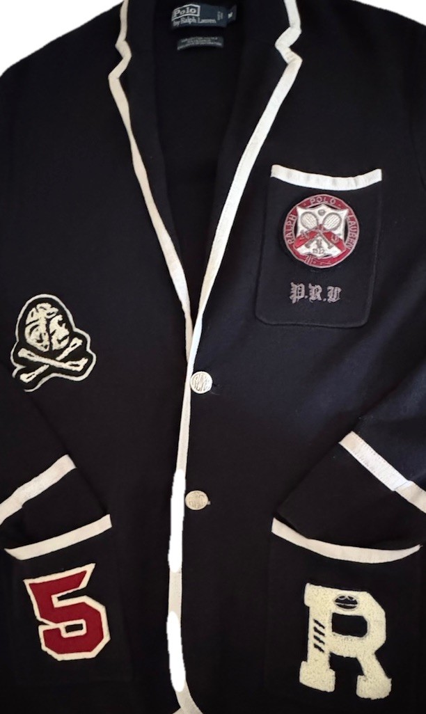 🫪🔥Ralph Lauren Navy PRL Bullion Crest Skull #5 Varsity Collegiate Blazer Men M