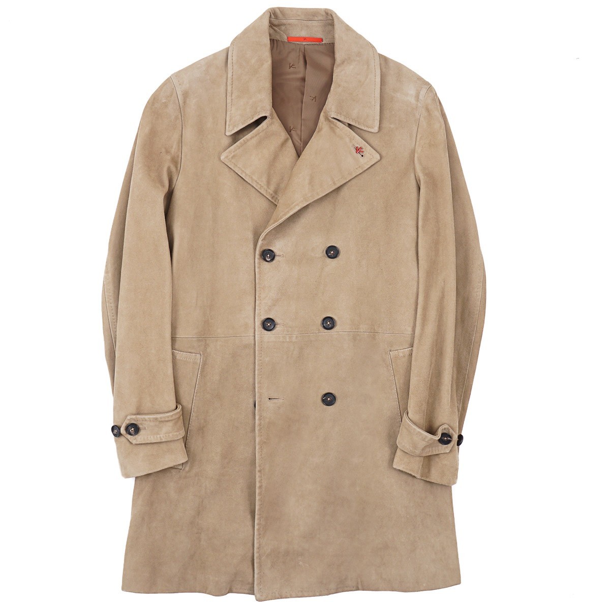 Isaia Napoli Soft Nappa Lambskin Suede Leather Coat with Belt S/M (Eu 48) NWT