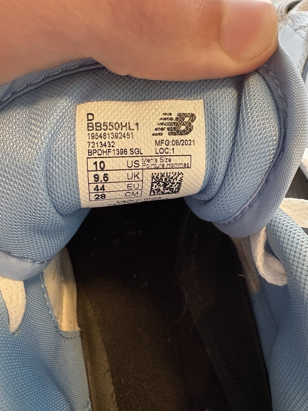 New Balance 550 Men’s Size 10 White/Light blue
