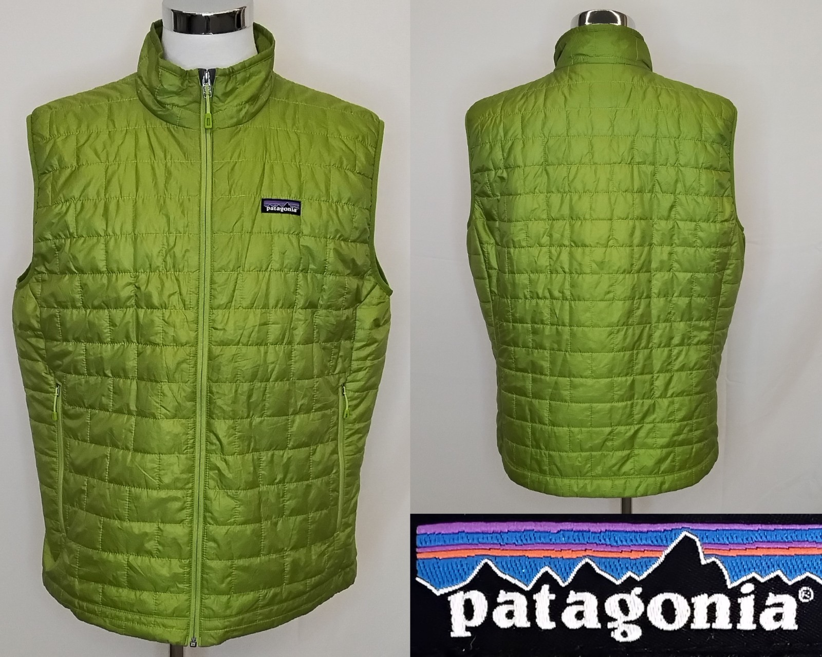 Patagonia Nano Puff Vest Men’s XL Lime Green Insulated Active Wear #Z5766