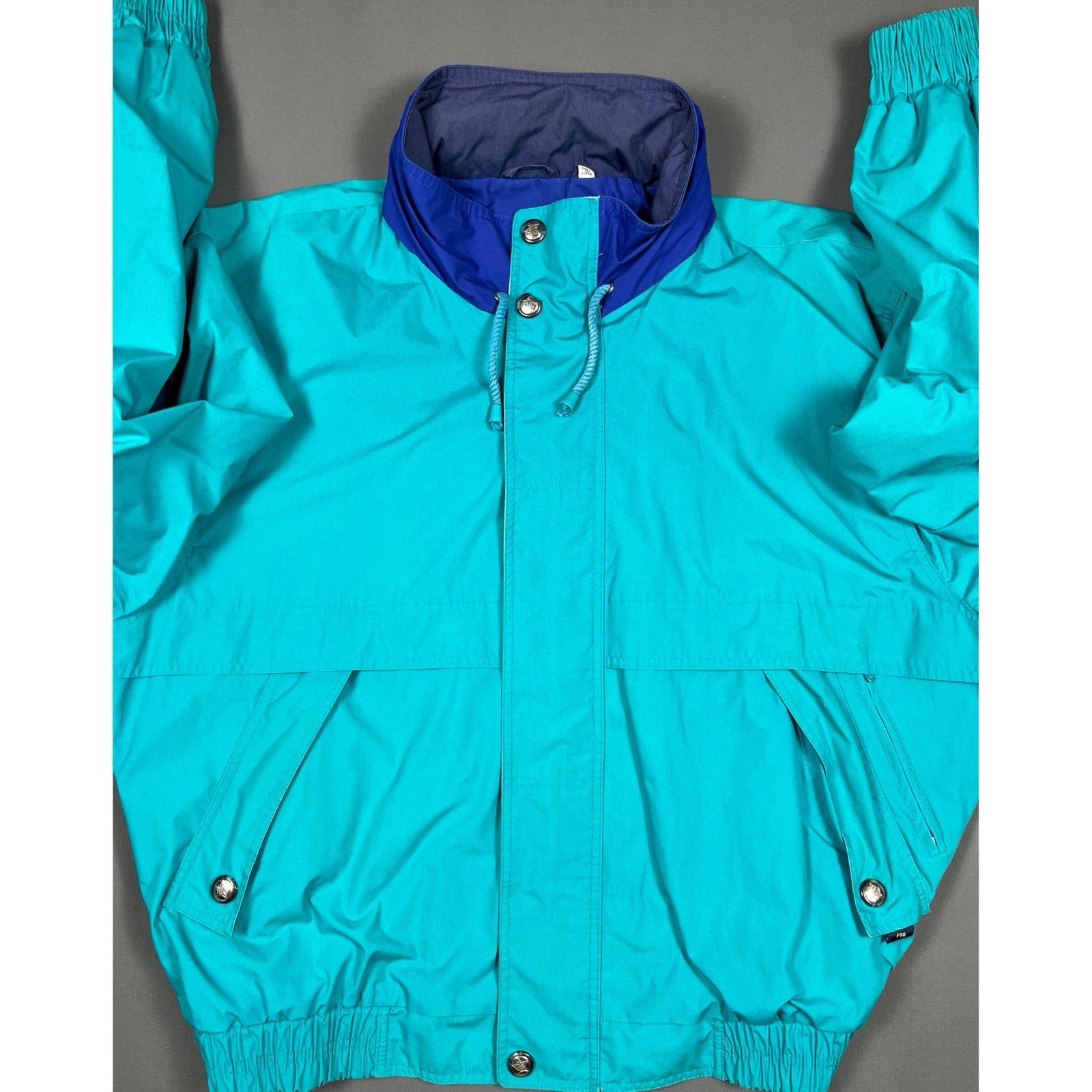 Vintage London Fog Colorblock Waterproof Jacket Mens XL Oversized Nautical Retro
