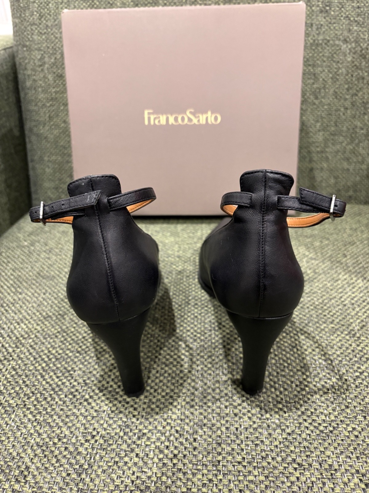 FRANCO SARTO WOMENS 9.5 M ADEJA BLACK 3.5″ HEEL