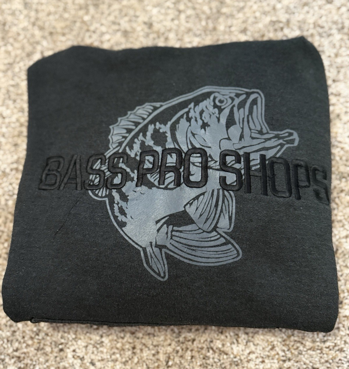 Bass Pro Shops Men’s M Regular Black Pullover Fleece Hoodie Fish Logo Pockets