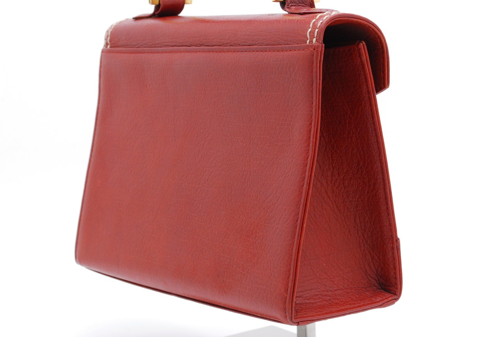 Yves Saint Laurent Hand Tote Stitch Bag Leather Brown Vintage YSL Auth #1196
