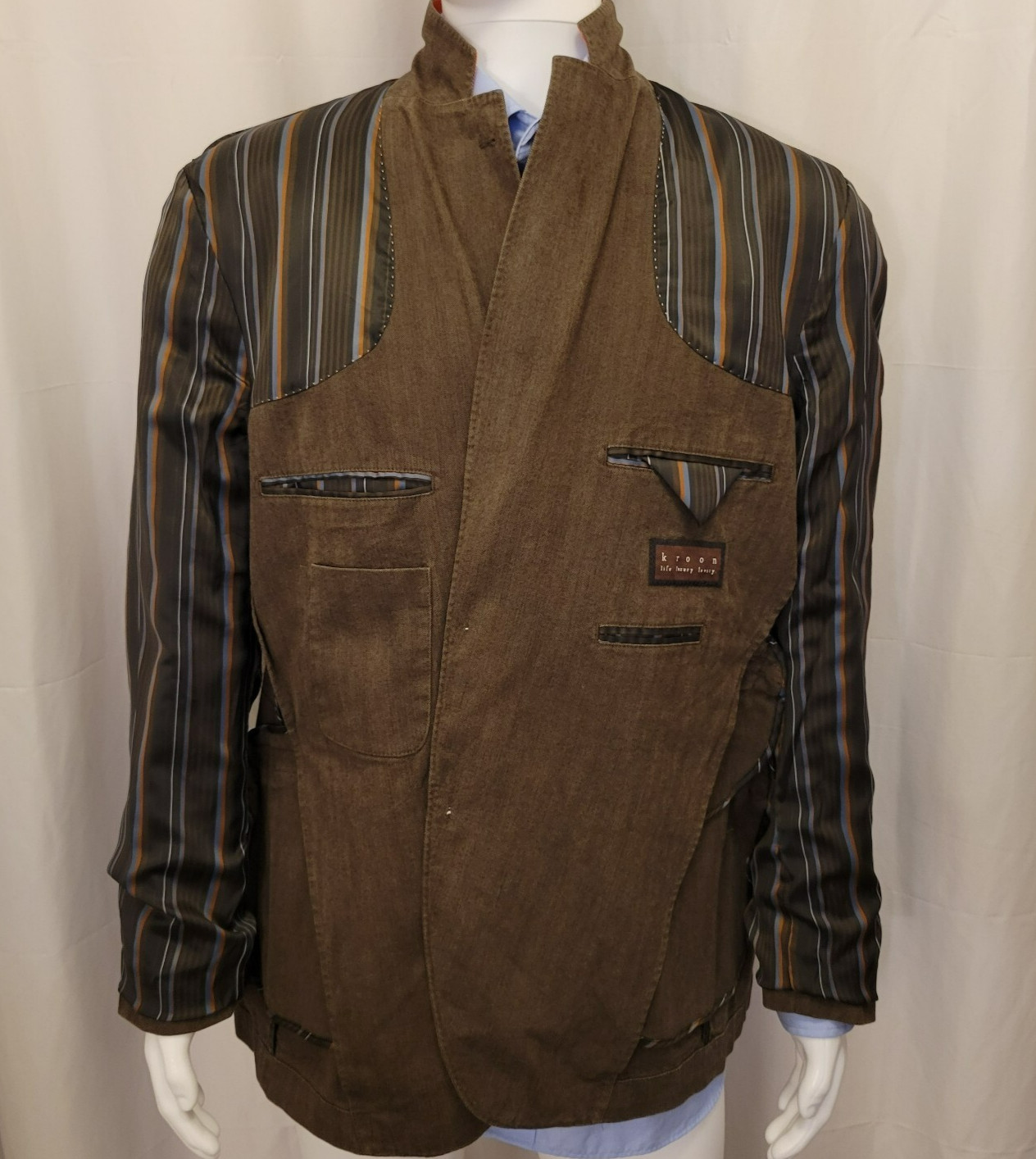 Kroon jacket mens 44R brown 97 cotton twill soft tailored double vent sport coat