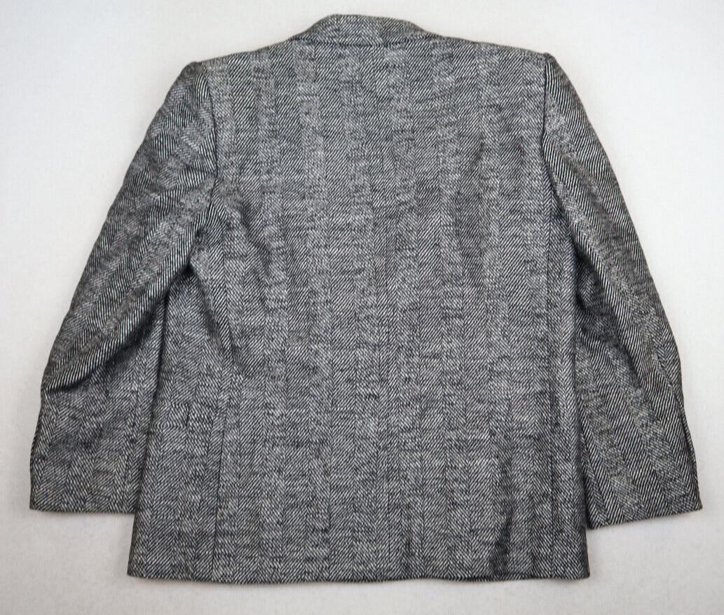 VINTAGE WOMEN’S BLACK & WHITE HERRINGBONE SKIRT SUIT – SAVILLE – SIZE 12P