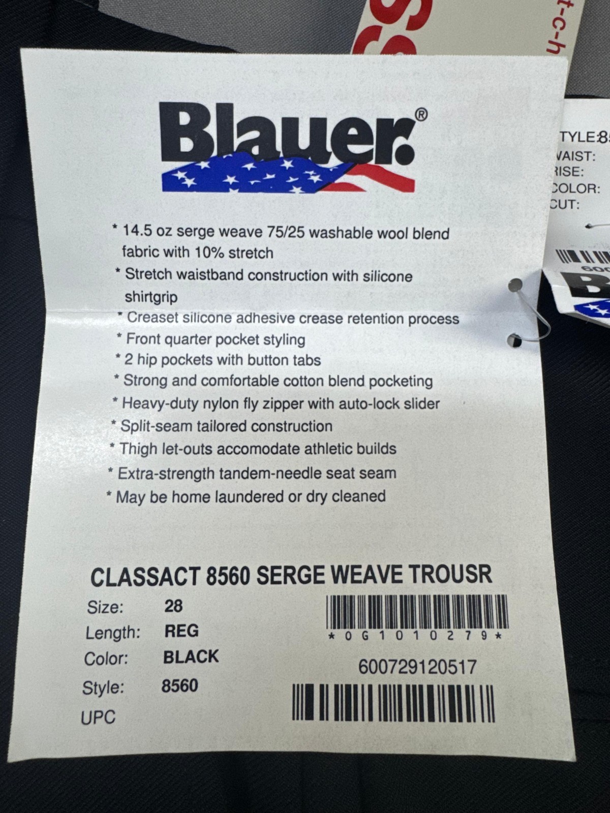 Blauer Men’s Classact 8560 Serge Weave 4-Pocket Wool Pant