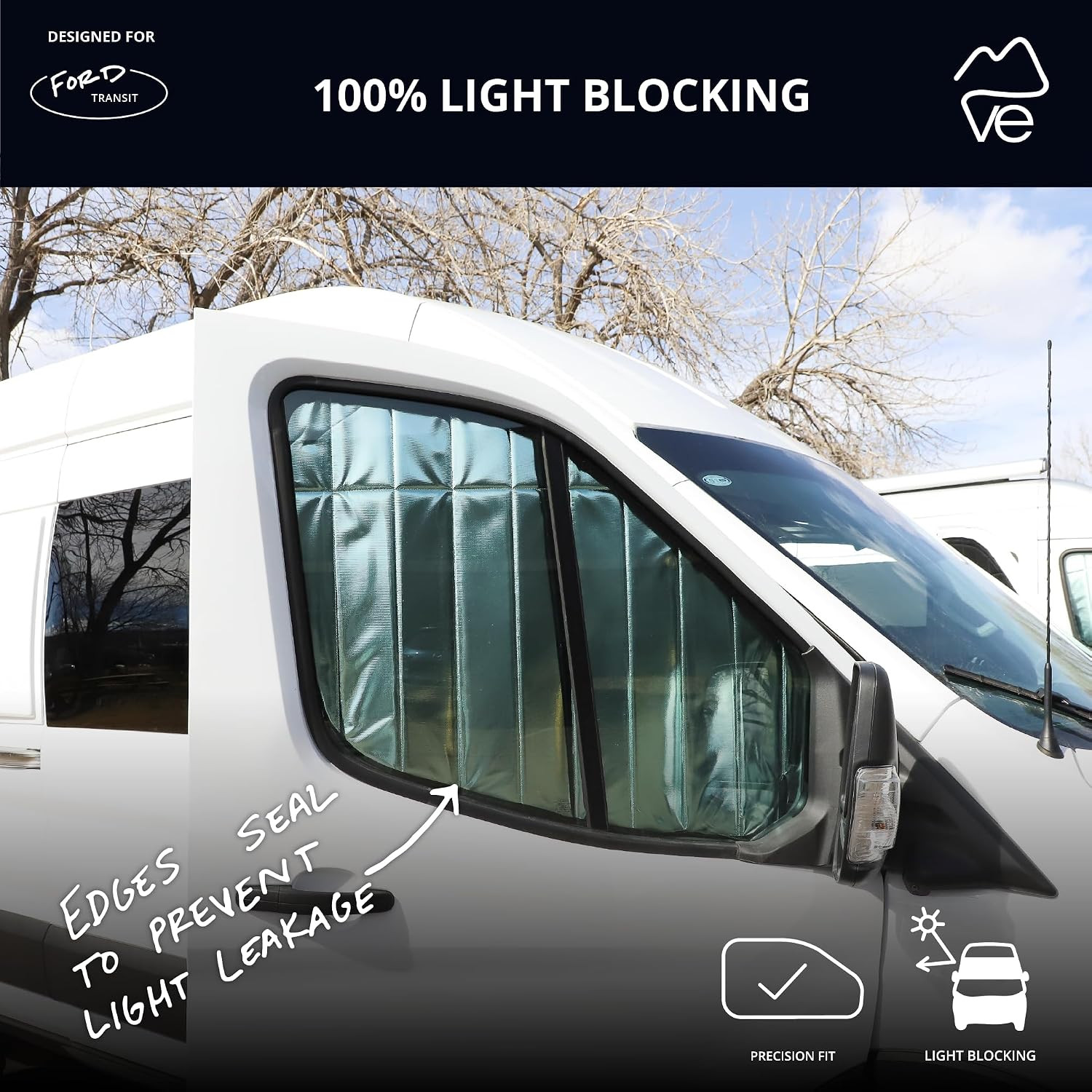 Ford Transit High Roof Blackout Window Covers – Insulated & Reflective Pair