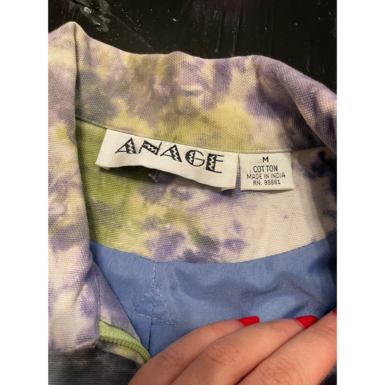 ANAGE Women’s Tie Dye Embroidered Jacket Size M Cotton