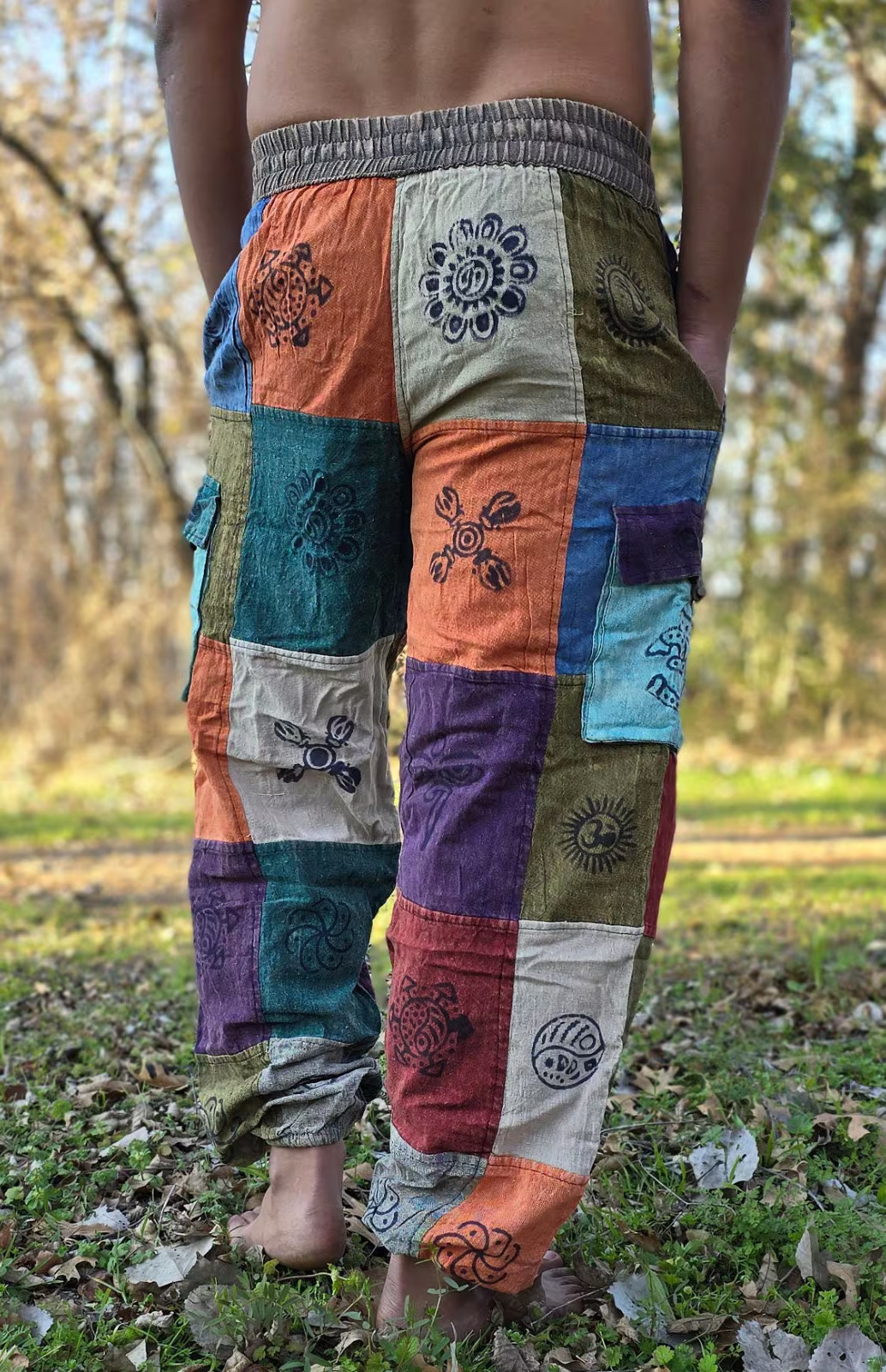Organically Handmade Natural Stonewashed Hippie Colorful Hemp Comfortable Yoga P