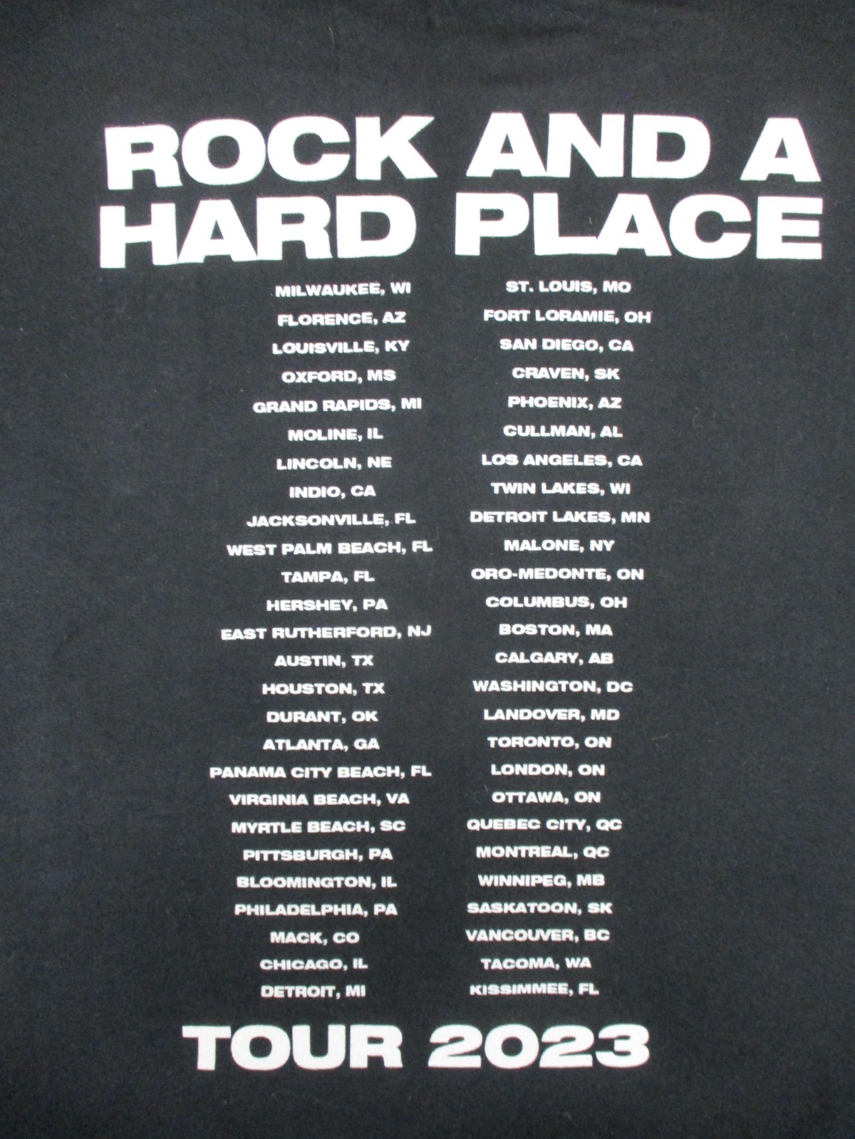 Bailey Zimmerman Rock and a Hard Place 2023 Tour Shirt 3XL Black (B)