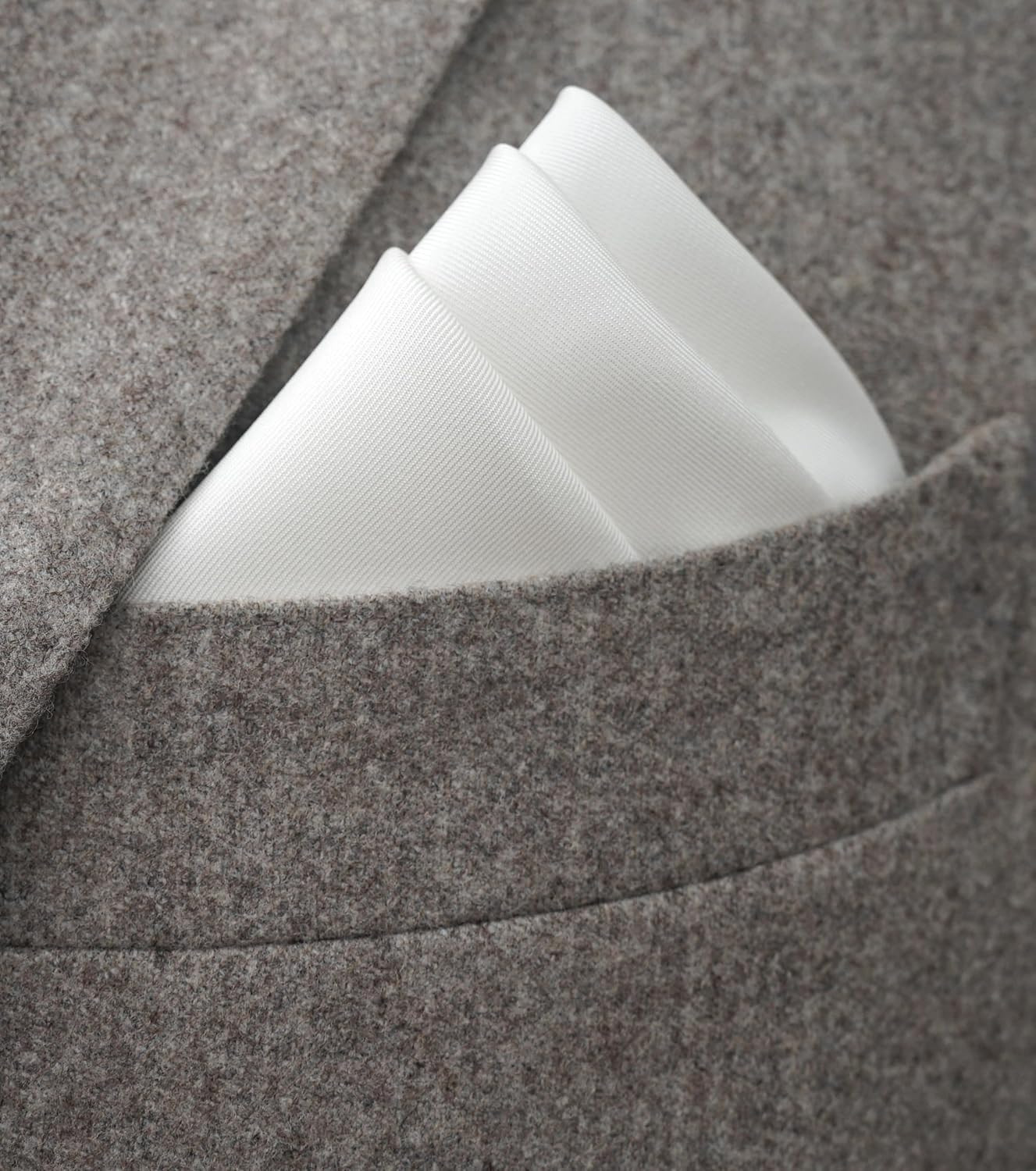 BELLUNO 100% Silk Pocket Square for Men, Silk Ivory White with Hand-Rolled Color