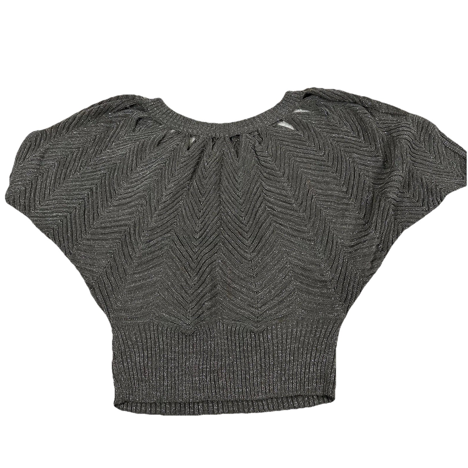 Jessica Simpson Women’s Sz. L Batwing Dolman Sleeve Knit Sweater Grey Metallic