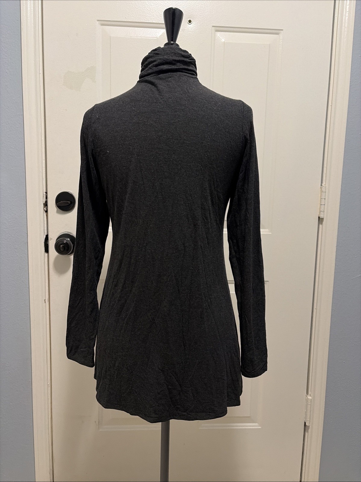 Eileen Fisher Tunic Top Womens Sz SP Dark Grey Turtleneck 95% Viscose 5% Spandex