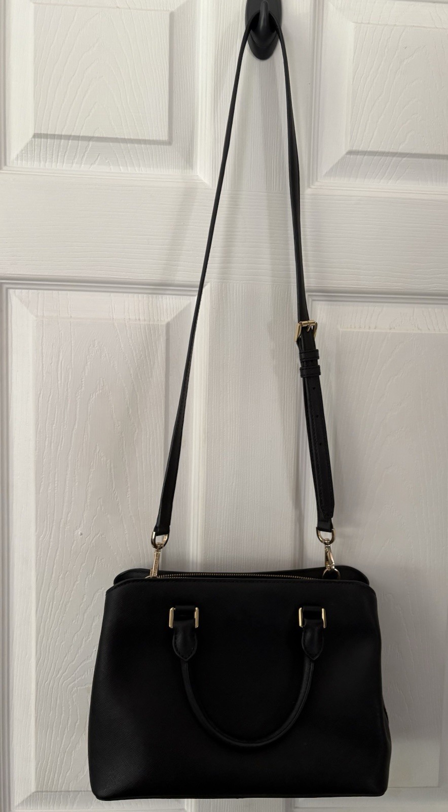 Michael Kors Black Saffiano Leather Savannah Convertible Satchel Bag