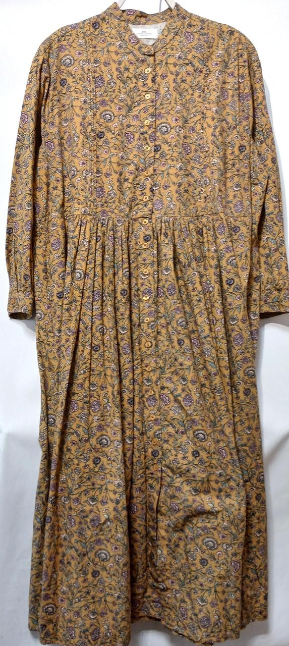 Floral Cotton Dress 120cm Midi Sleeveless Collar Womens Size 2