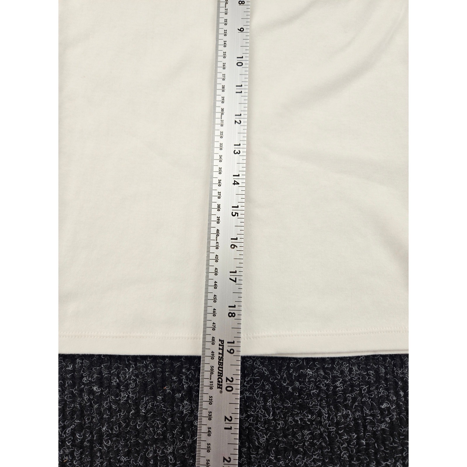 Zara Womens Ribbed Knit T-Shirt Off-White Green Crochet Ruffle Trim Small 1897
