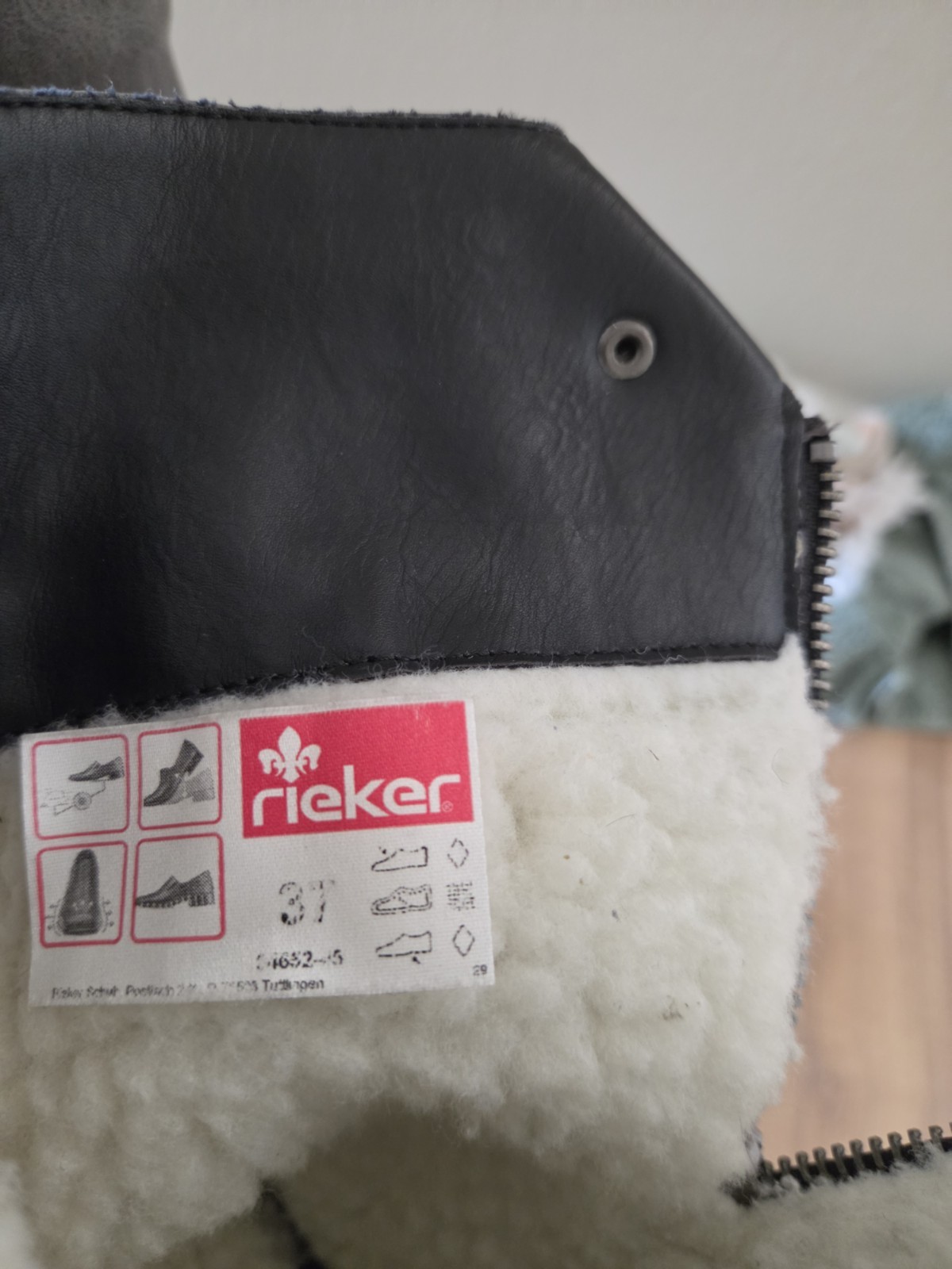 Rieker RiekerTex Gray Mid Calf Boots Women’s EU 37 US 6.5 Side Zip Faux Fur