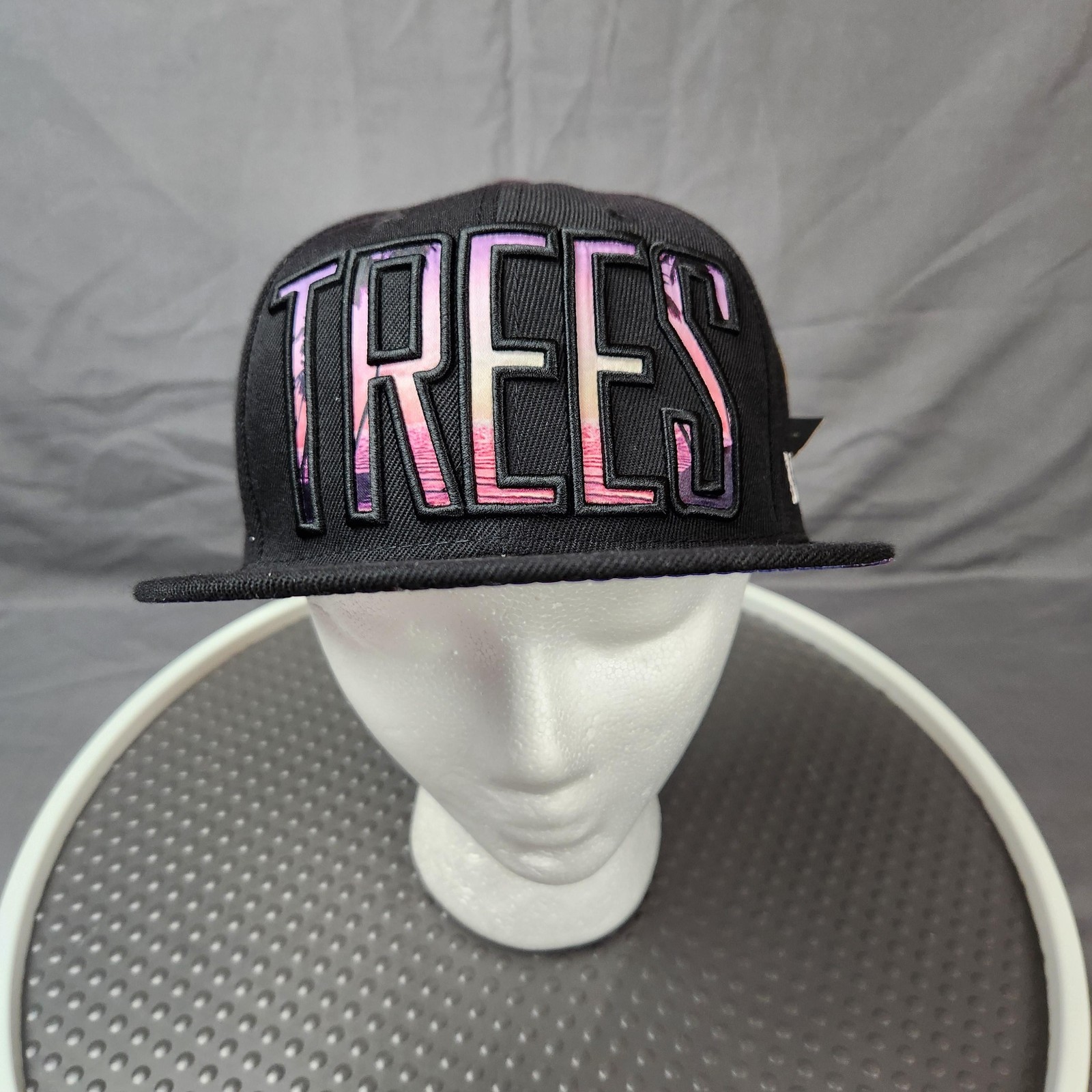 BLVD Trees Hat Cap Snap Back Black Pink Purple Sunset Palm Tree Graphic Mens