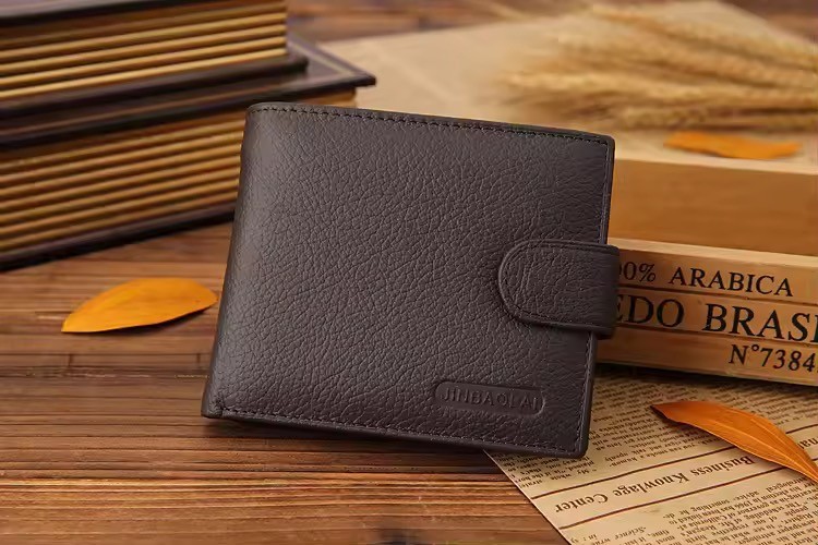 New Mens Leather Bifold Wallet Button Closure RFID Blocking Card Case/Cash