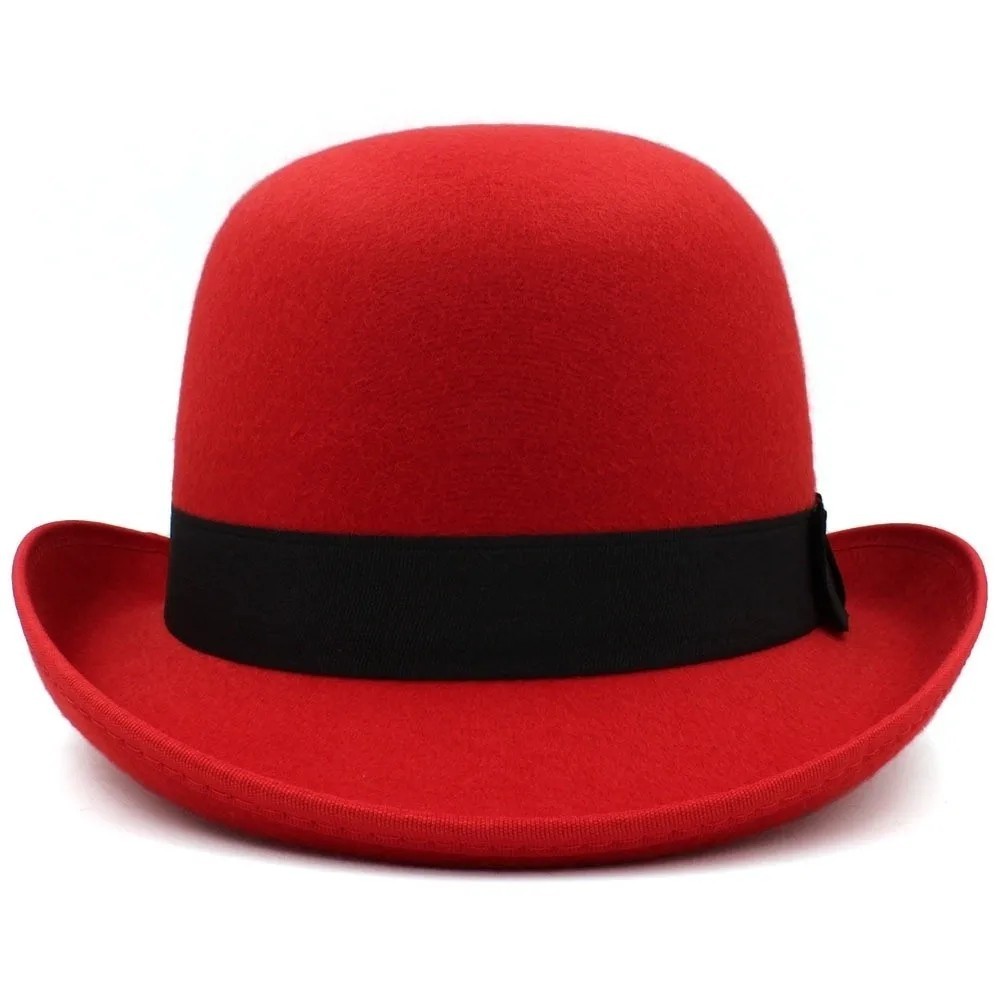 Men Retro Elegant Bowler Hat Short Brim with Hat Band for Formal Casual Wedding