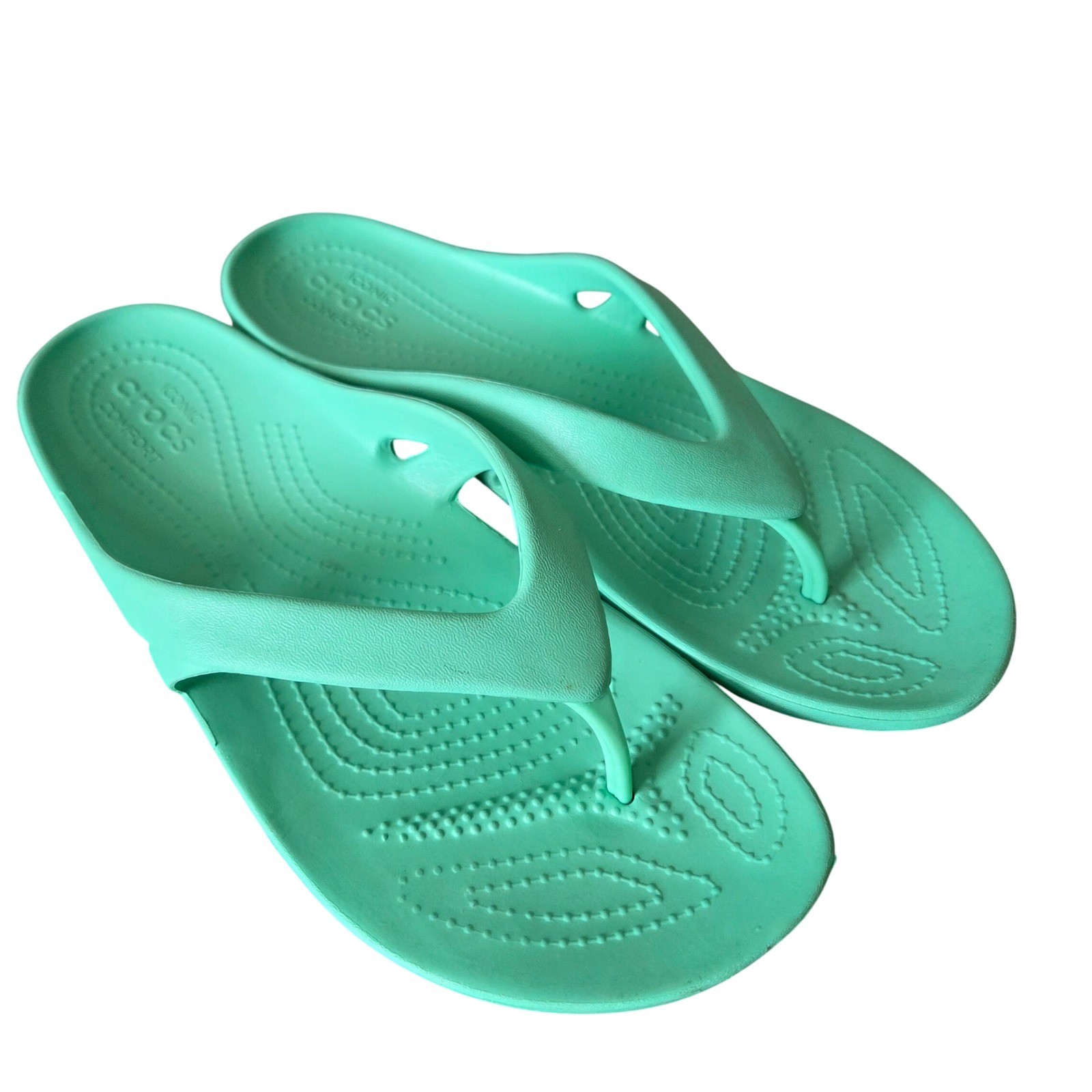 Crocs Flip Flops Kadee II Women 8 Mint Green Thong Sandals Lightweight Comfort