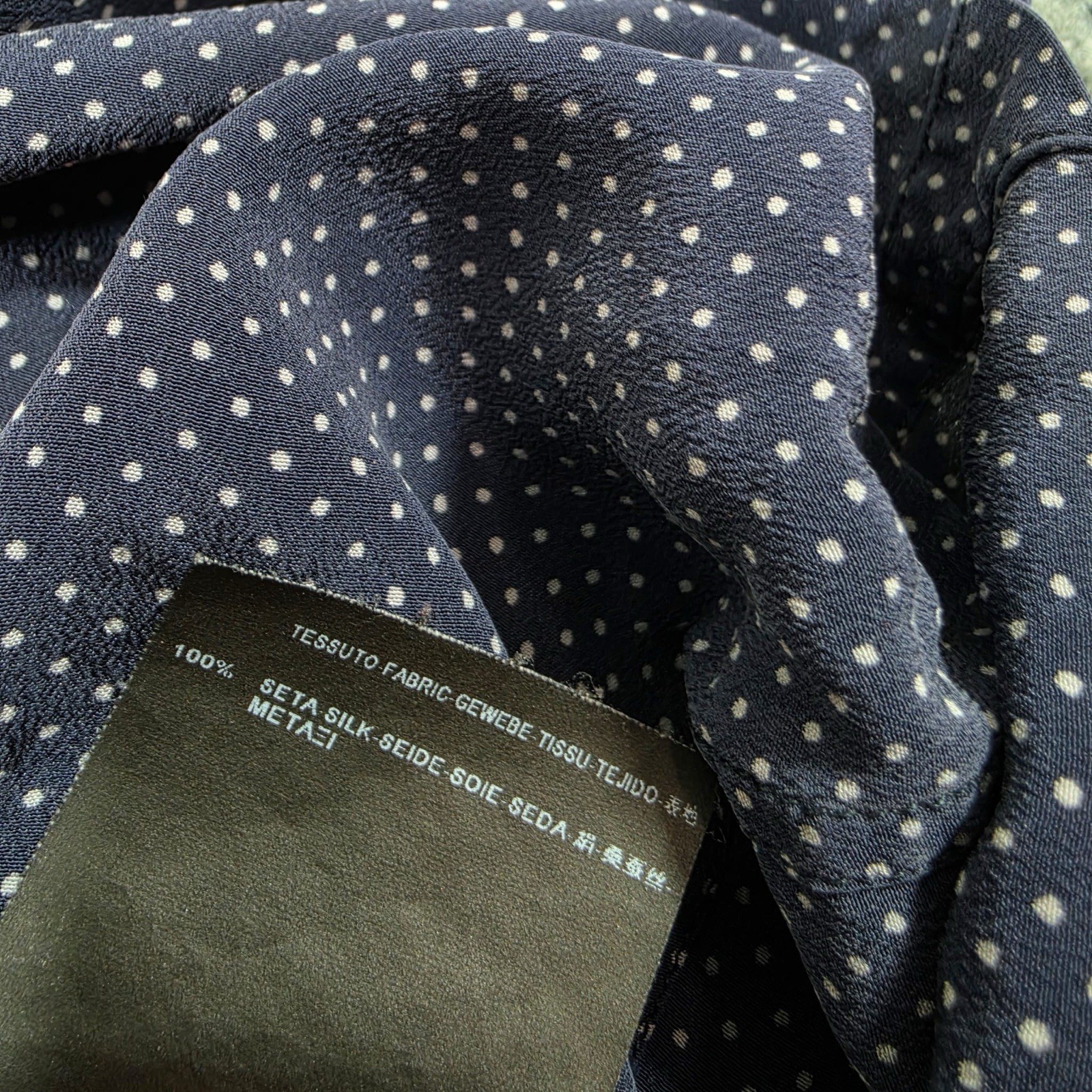 Saint Laurent Paris 100% Silk Polka Dot Dress Shirt Mens 39 15.5