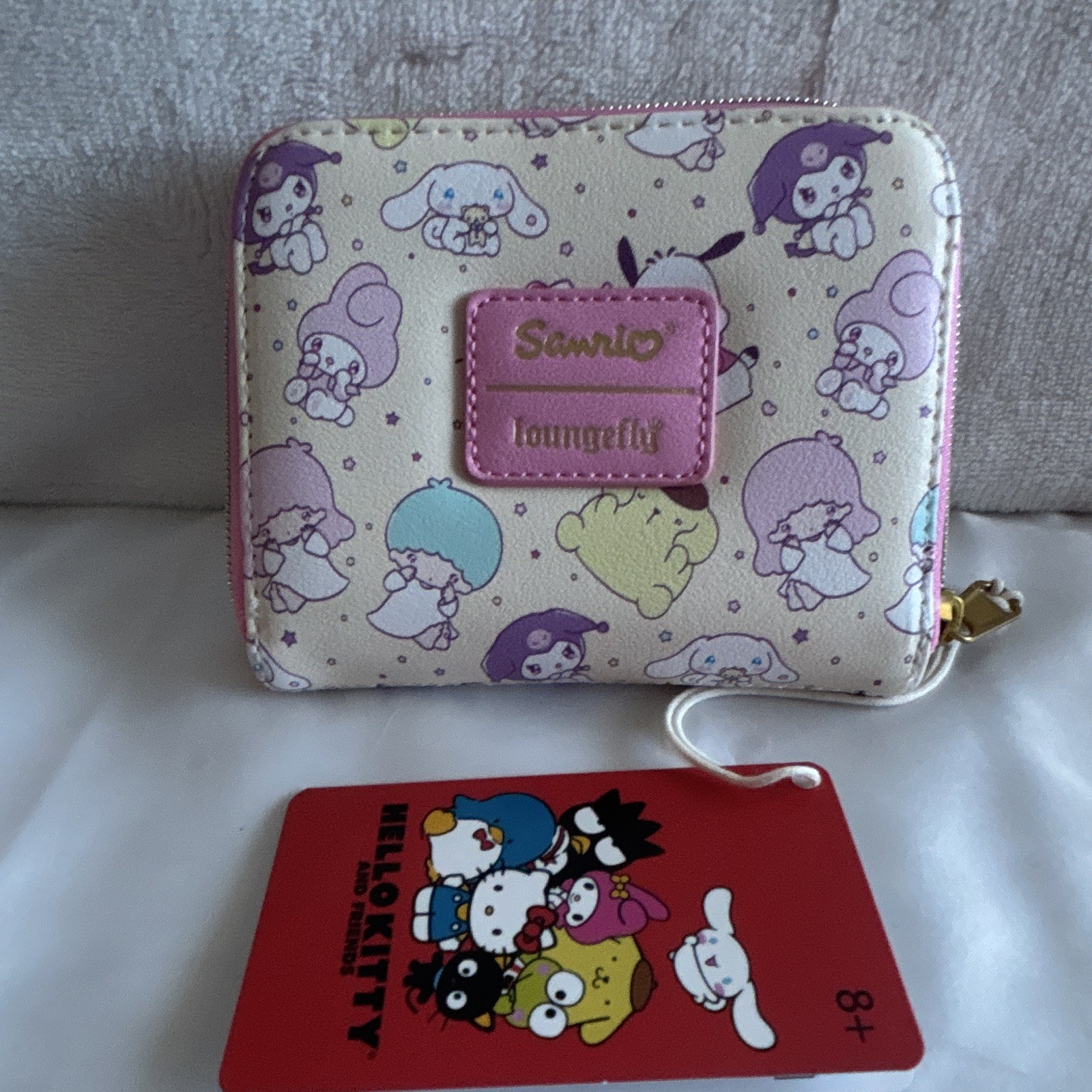 Sanrio Hello Kitty Zip-Around Wallet Cartoon Print, Folding, Card Slots, Pink