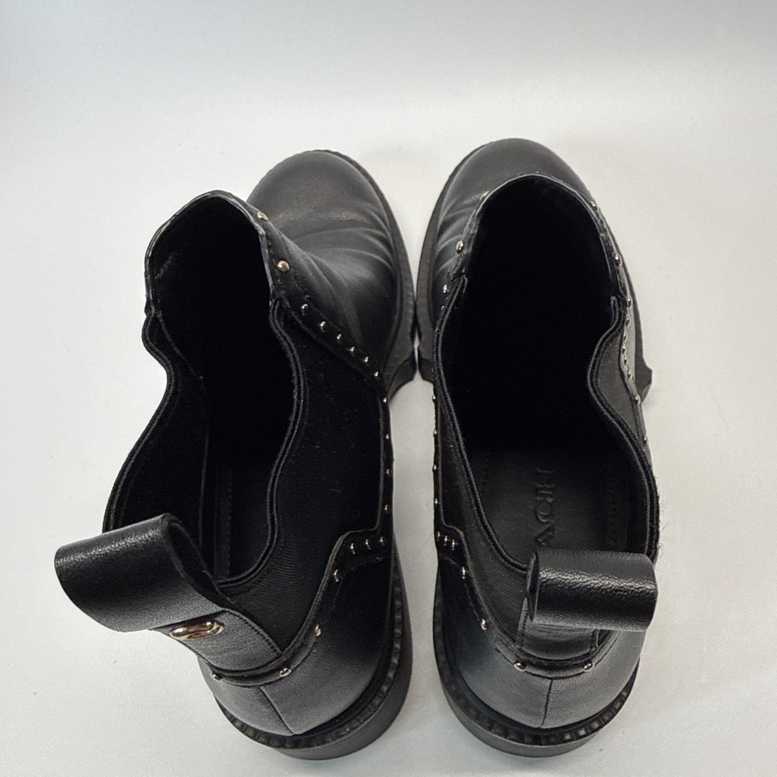Coach Lory Black Bootie Size 8 Leather Stud Detail Slip On Ankle