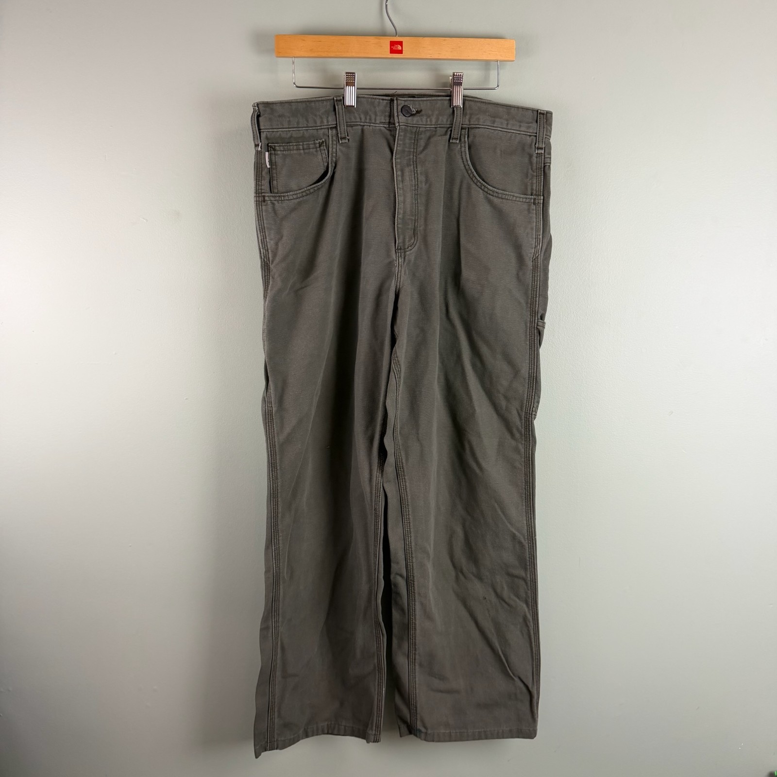 Carhartt FR Pants Men Size 36 x 30 (Hem) Work Pants Green FRB159-MOS Flame Resis
