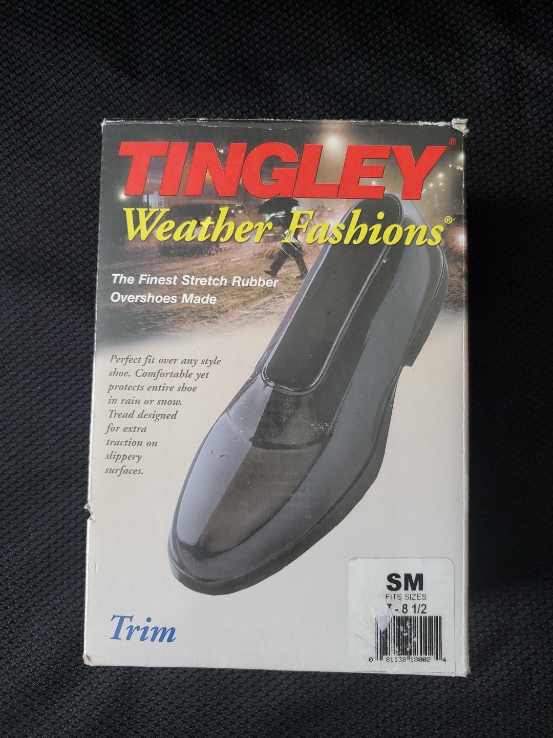 Tingley Weather Fashions Trim Rubber Overshoe Sm 7-8 1/2 Mens Black New
