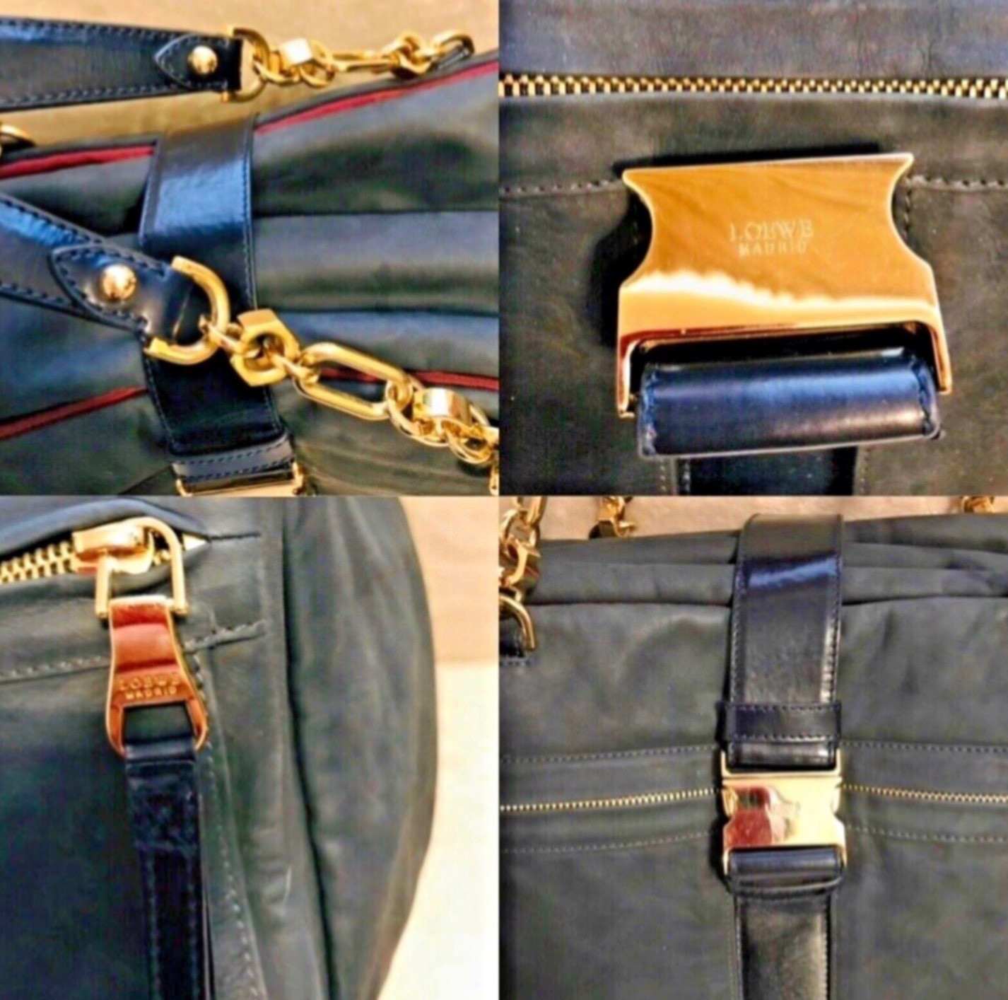 Loewe Leather Laura 33 handbag Black Pony-style calfskin Chain top Handle Bag