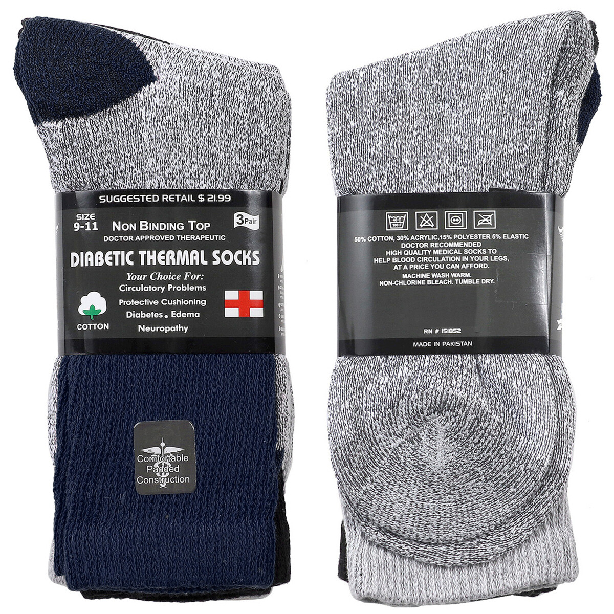 Doctor Recommend Thermal Diabetic Socks Non-Binding Crew Socks For Men Women