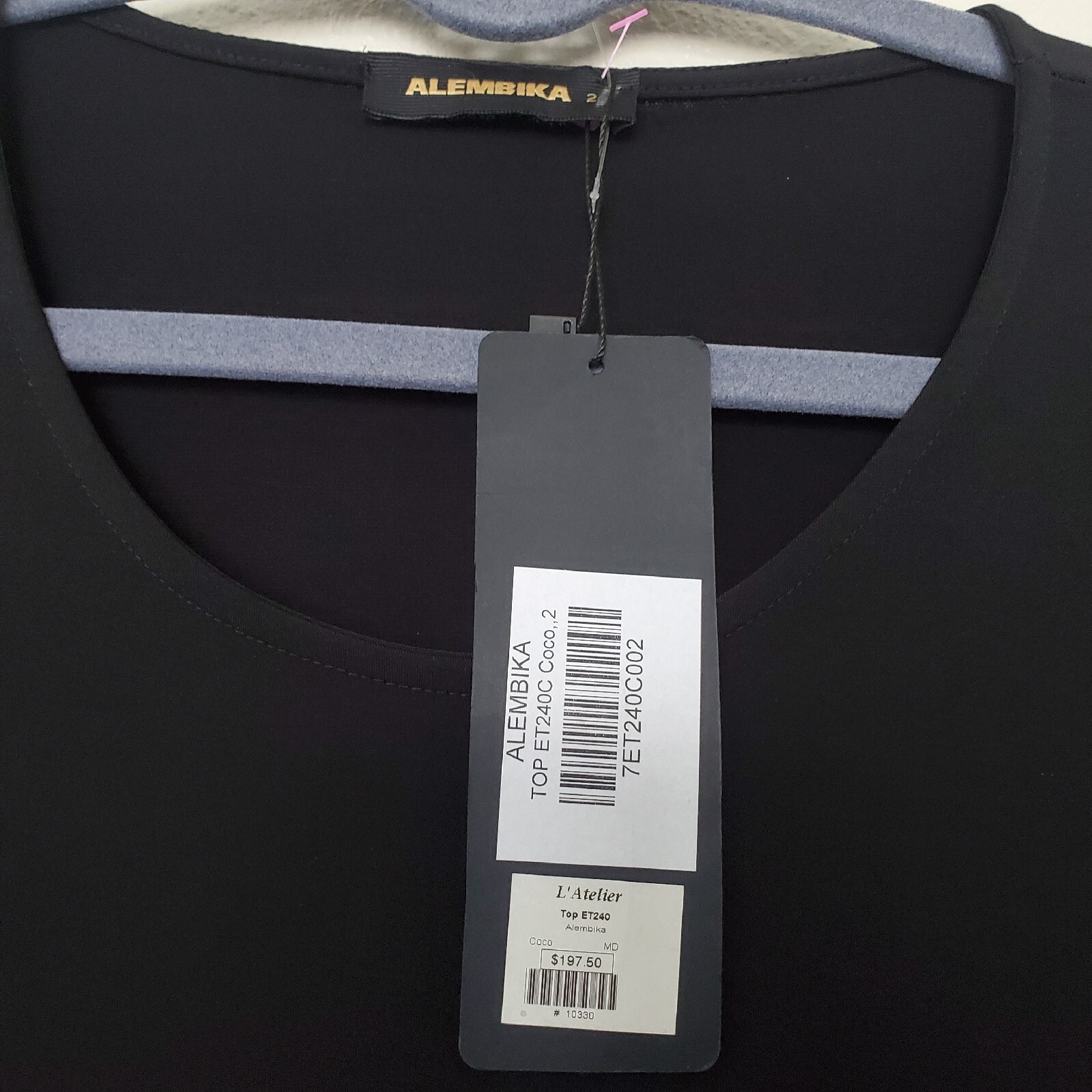 Alembika Top Tunic Coco Black Lagenlook Artsy Stretchy Size 2 US 10 Sparkly Edge