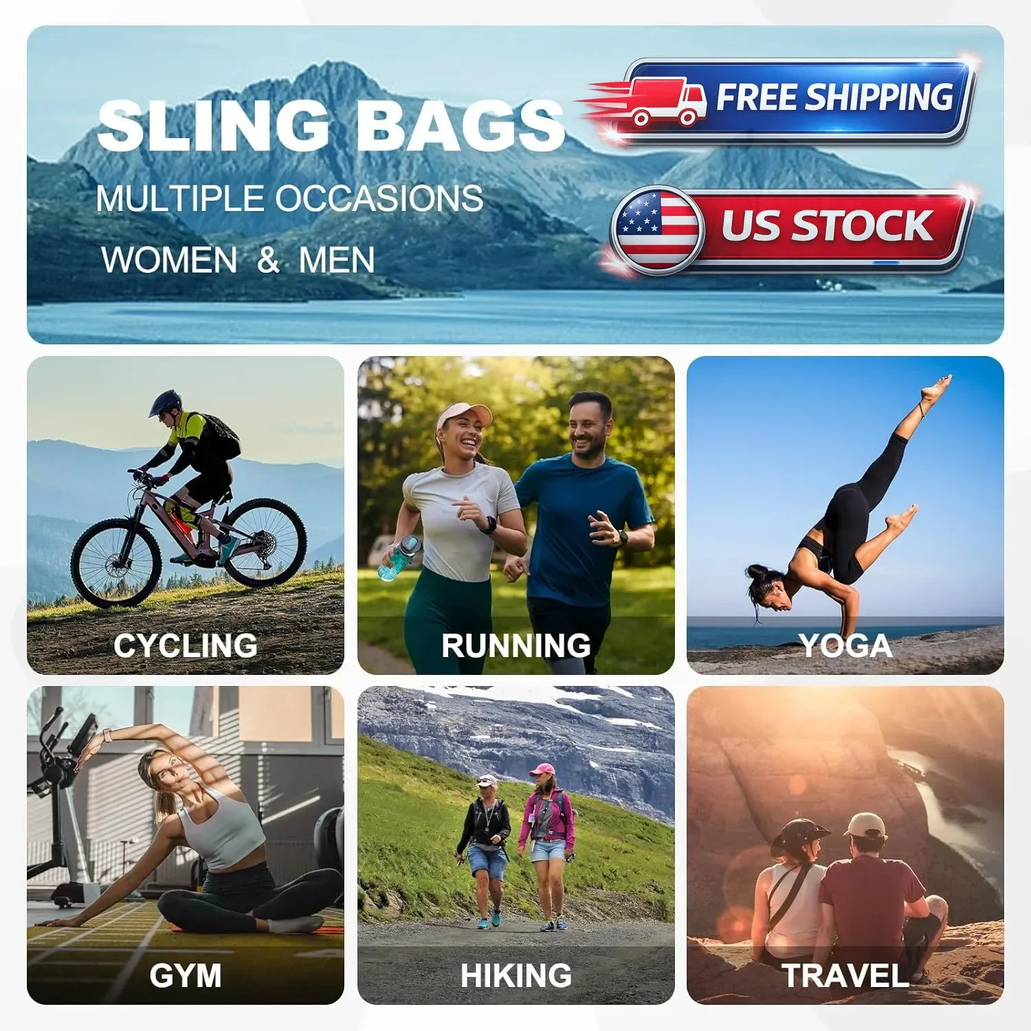 Sling Backpack, Multipurpose Crossbody Shoulder Bag Travel Hiking Daypack