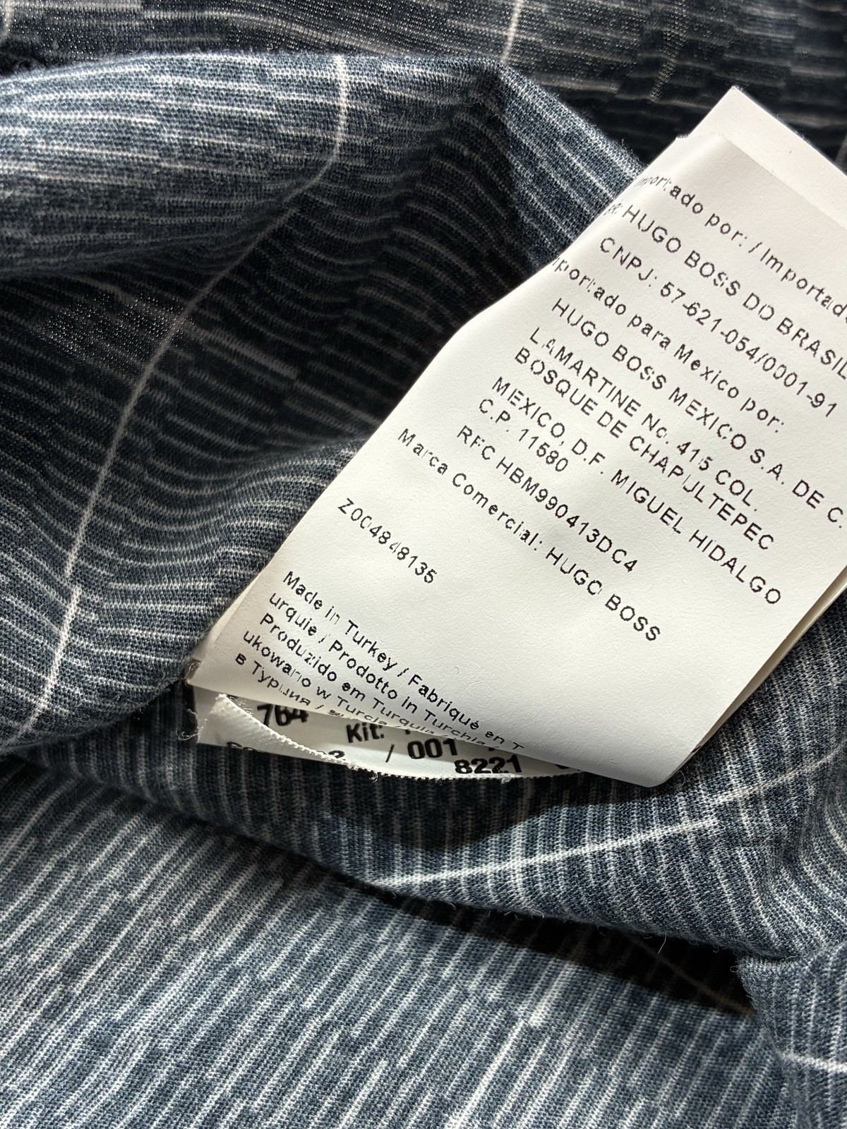 Hugo Boss Slim Fit Gray Geo Check Button Down Shirt Mens Large