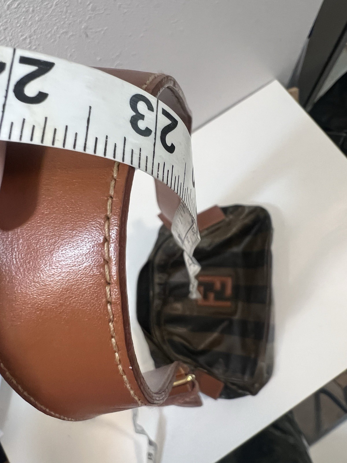 Fendi Bag Crossbody FF Logo Purse Brown Stripe Gold Buckle Zucca Long Man Camera