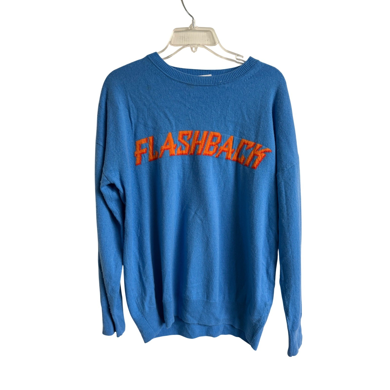 Sandro Paris Blue FLASHBACK Wool Cashmere Blend Graphic Knit Sweater Womens L