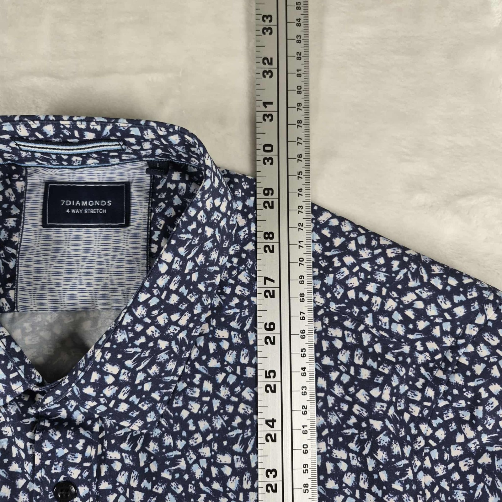 7 Diamonds 4 Way Stretch Shirt Men’s Large Blue Geometric Performance Stretch