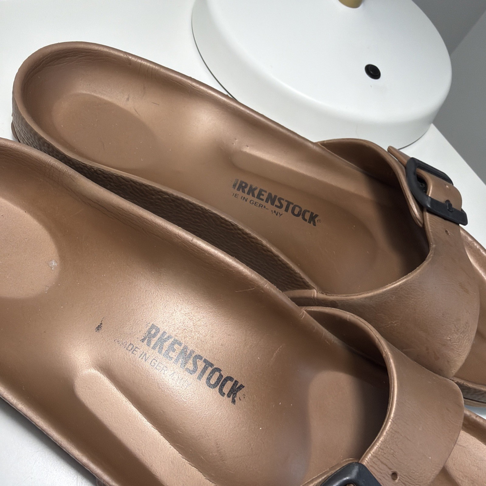 Birkenstock Madrid EVA Slide Sandals Copper Brown Size 40 9 Narrow Rubber