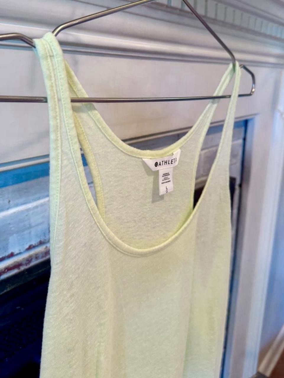 Athleta Gateway Linen Blend Tank Women’s Large Limone Green Racerback
