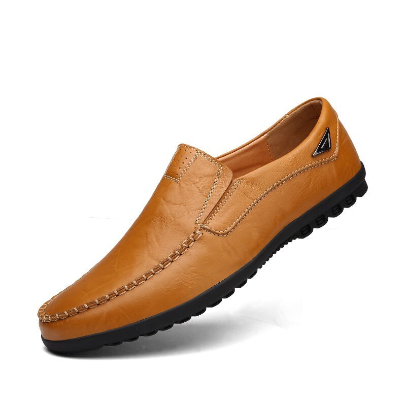 Mens Comfortable Casual Shoes Flat Loafers Genuine Leather Slip on Driving Shoes