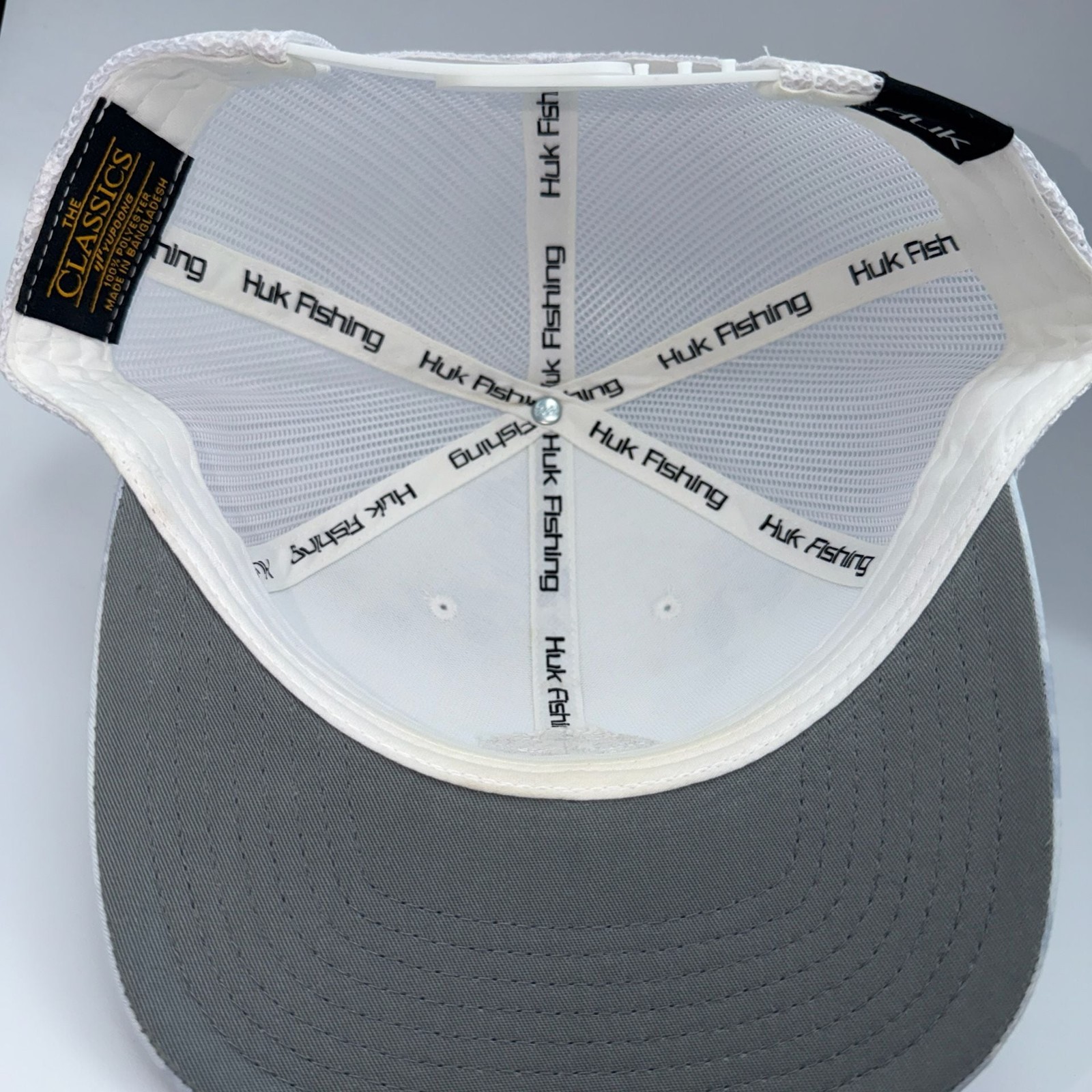 Huk Fishing Performance Mesh Trucker Snapback Hat in Blue Camo