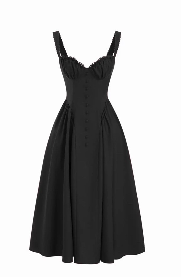 Cider Cotton-blend U-neckline Ruffled Lace Up Flared Maxi