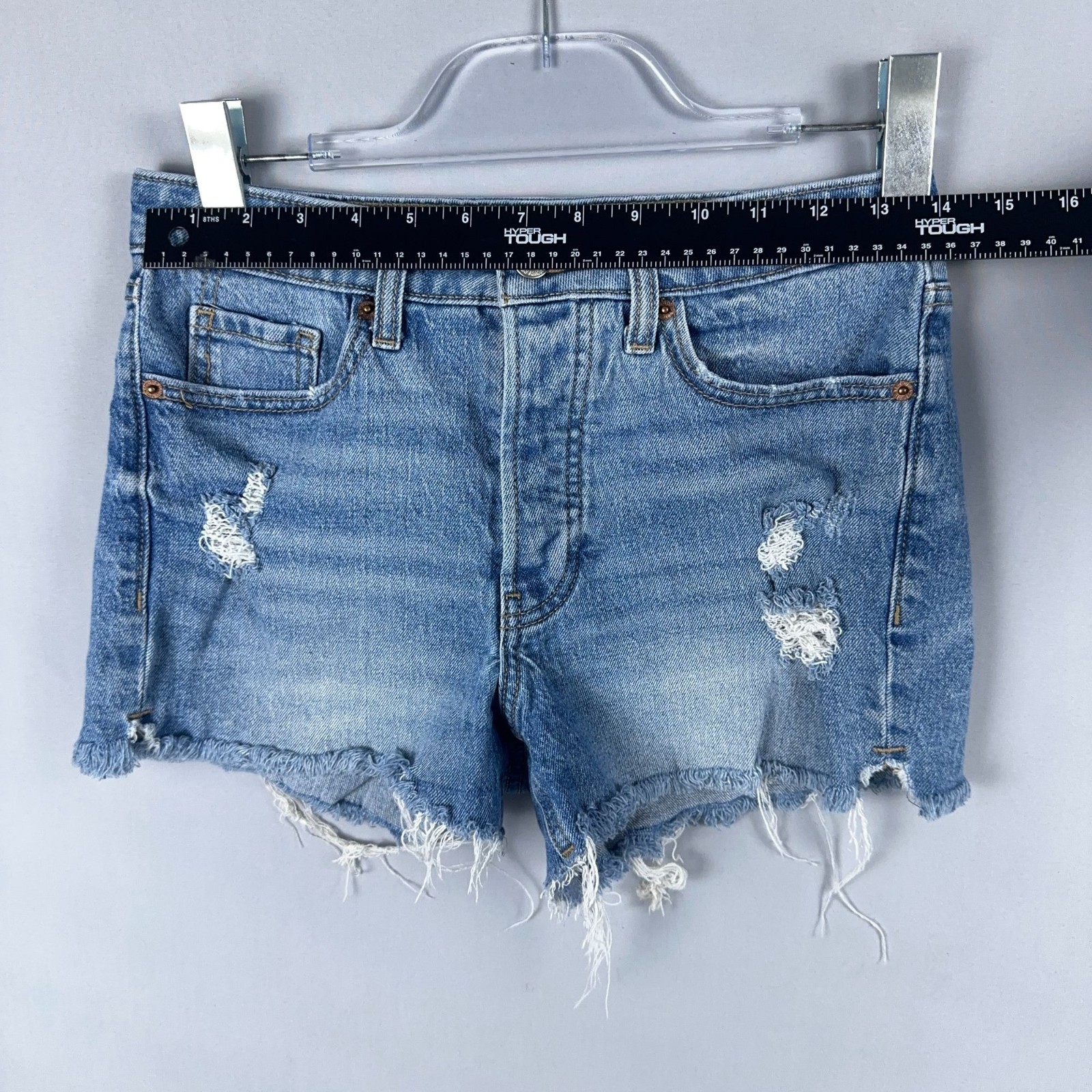 Old Navy Cut Off Shorts Size 4 High-Rise OG Straight Blue Distressed Frayed Hem