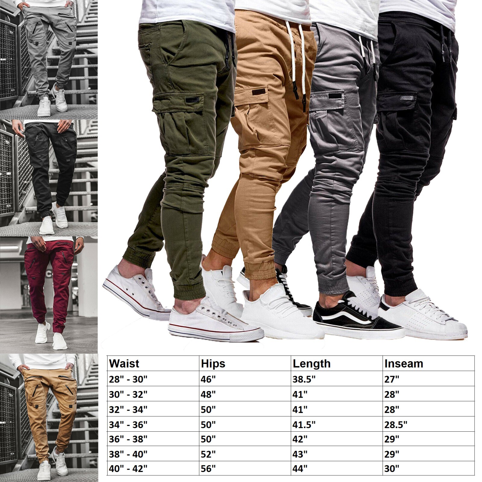 Man’s Casual Joggers Pants Sweatpants Cargo Multi Pocket Combat Sports Trousers