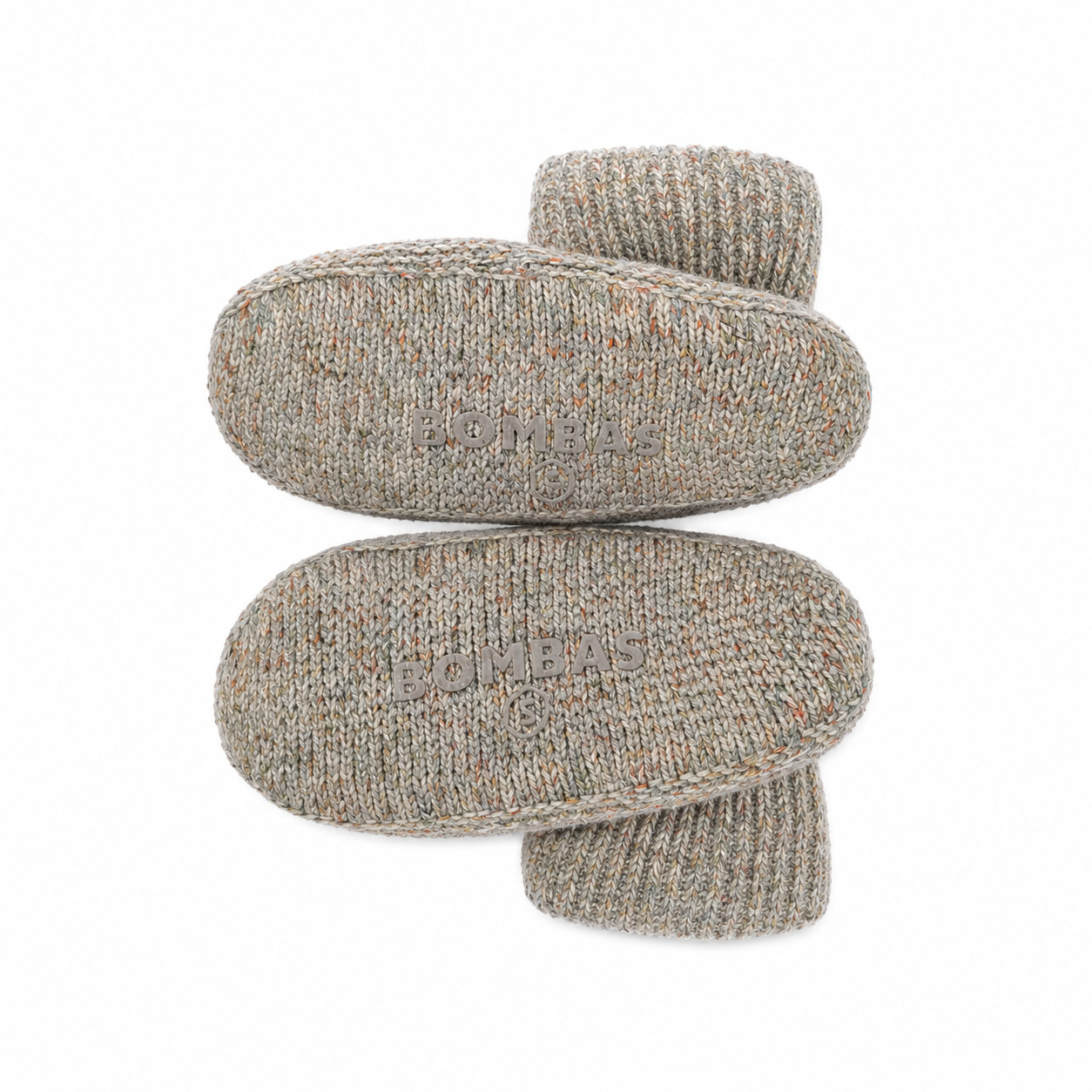Bombas – Gripper Sherpa Lined Slipper – House Shoe Sock – Oatmeal Marl – Size S
