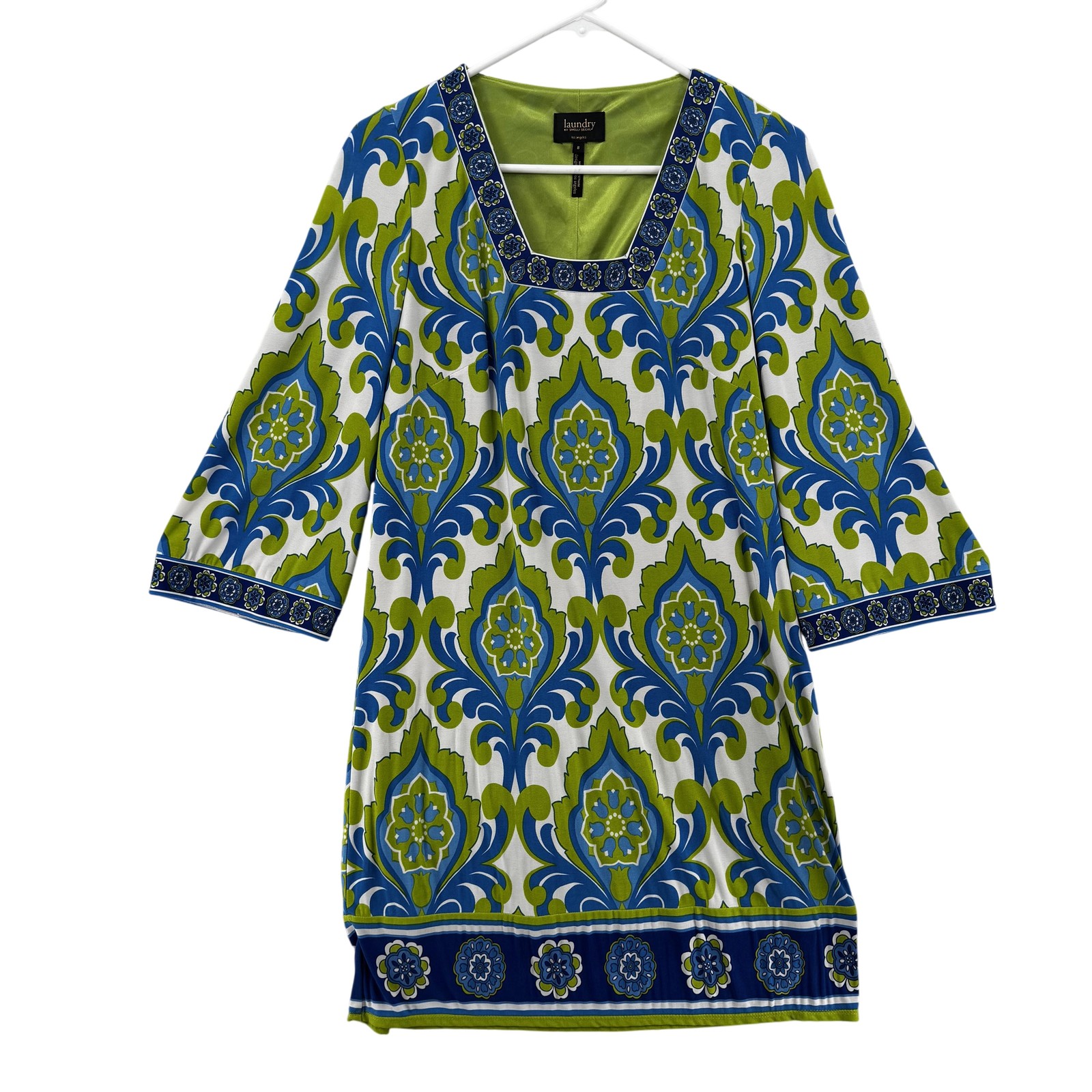 Laundry by Shelli Segal Dress Womens 8 Boho Floral Geometric Tunic Retro
