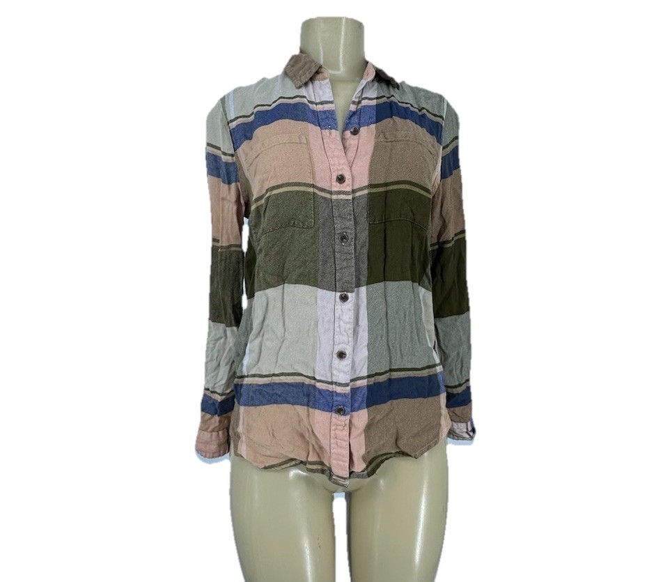Lucky Brand Small Women Button Up Shirt Top Boho Modal Blend F101