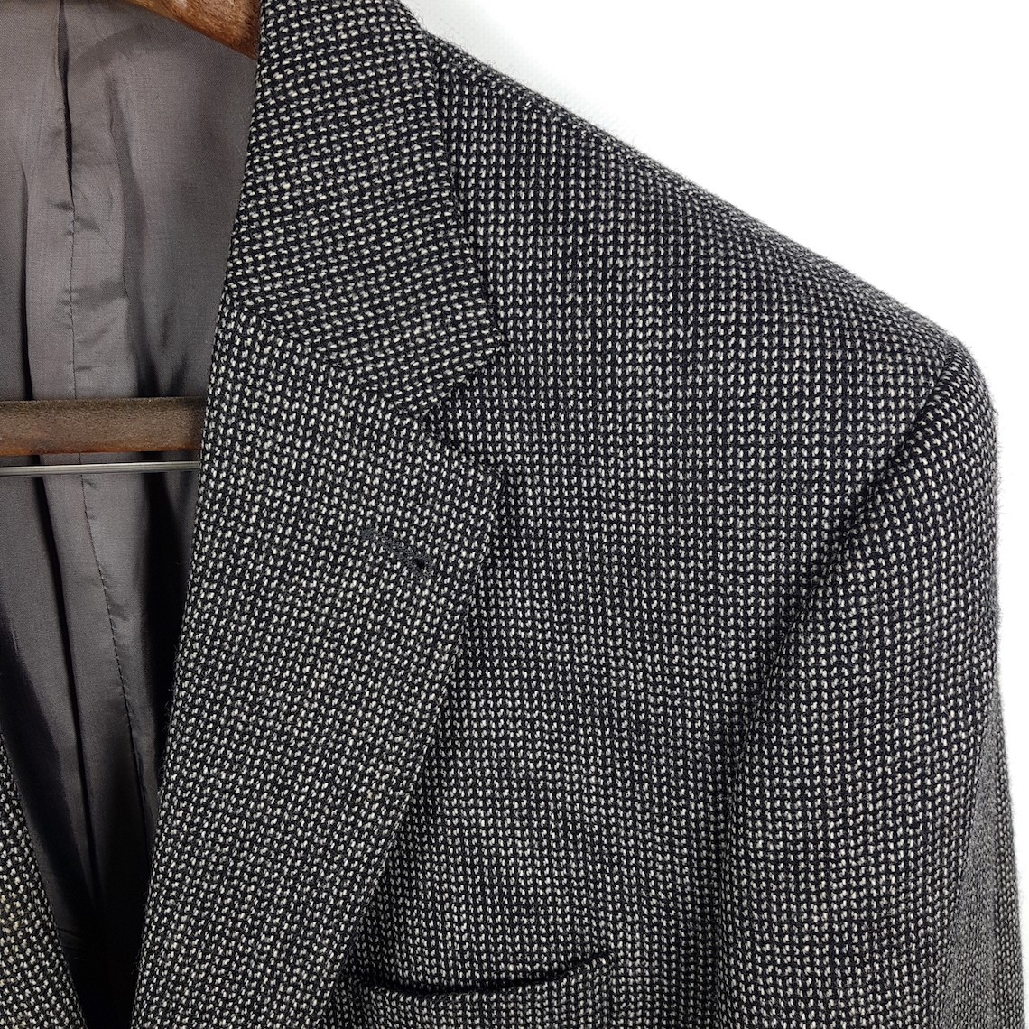 Barutti Jacket Coat Mens Size 28 Black Gray Beige Polka Dot Wool Cashmere Jacket
